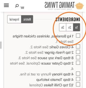 **Sacchetti Pronti per la Cottura Lenta {Pasti da Congelare e Pronti all'Uso}** 3 Screenshot per mostrare come regolare la scheda della ricetta sul mio sito per più porzioni.