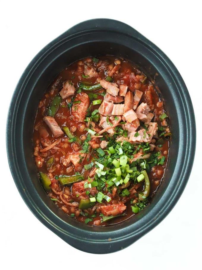 Facile Stufato da Falò {Ricetta per Pentola a Cottura Lenta} 3 Ricetta Stufato da Campo con gammon e fagioli.