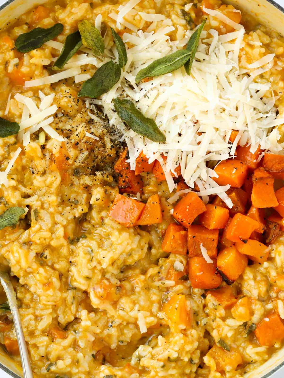 **Risotto di Zucca {Al Forno o Tradizionale}** 3 Primo piano del risotto alla zucca.