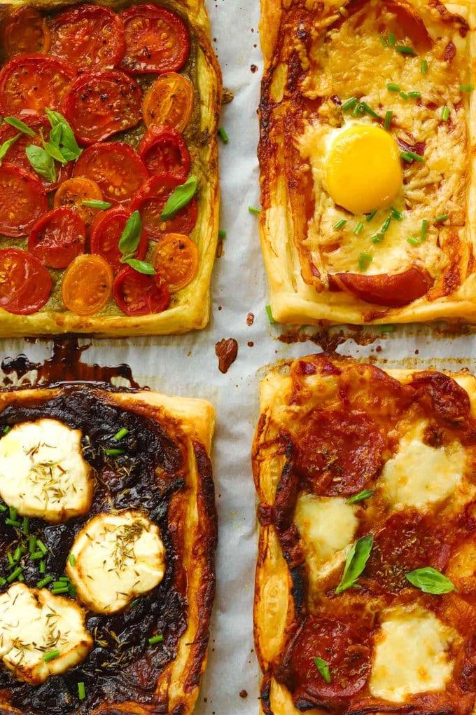 Facili tortini con pasta pronta, caprino e pomodori