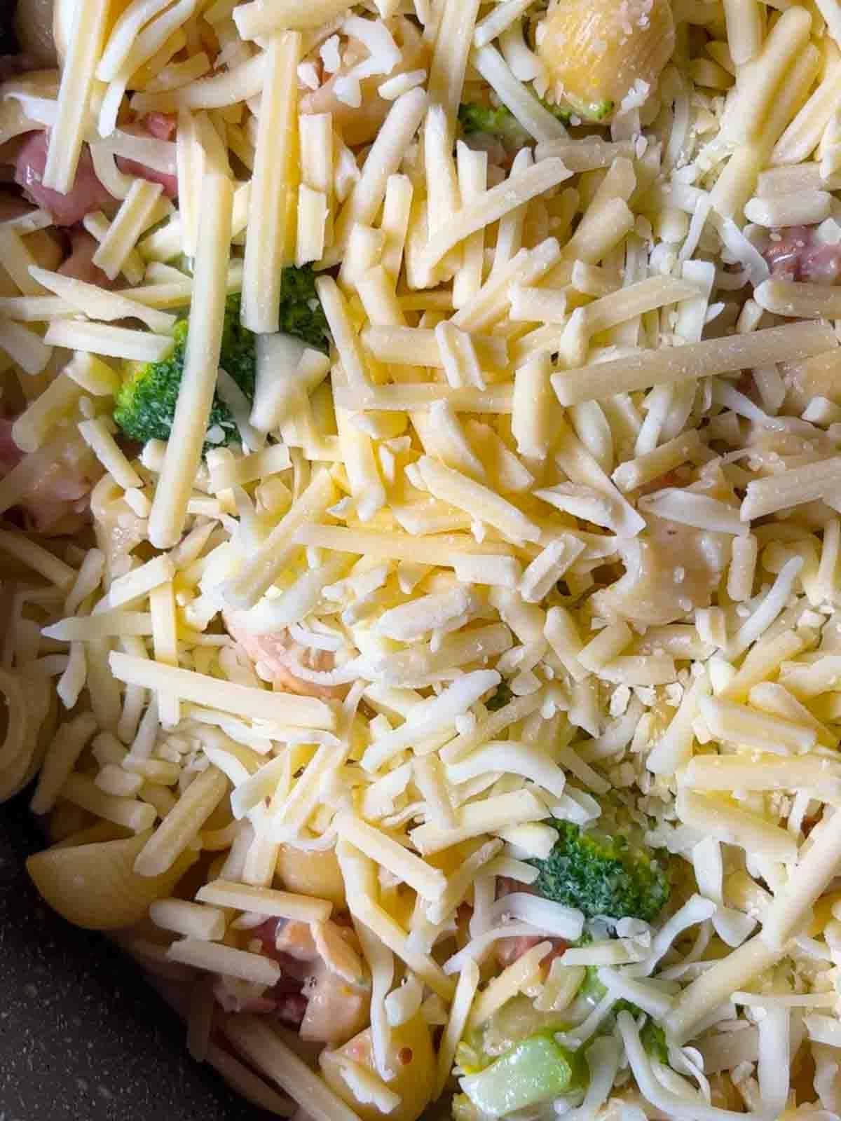 Pasta al Forno con Pollo e Pancetta {Così Facile!} 10 Spargere il formaggio e gratinare.