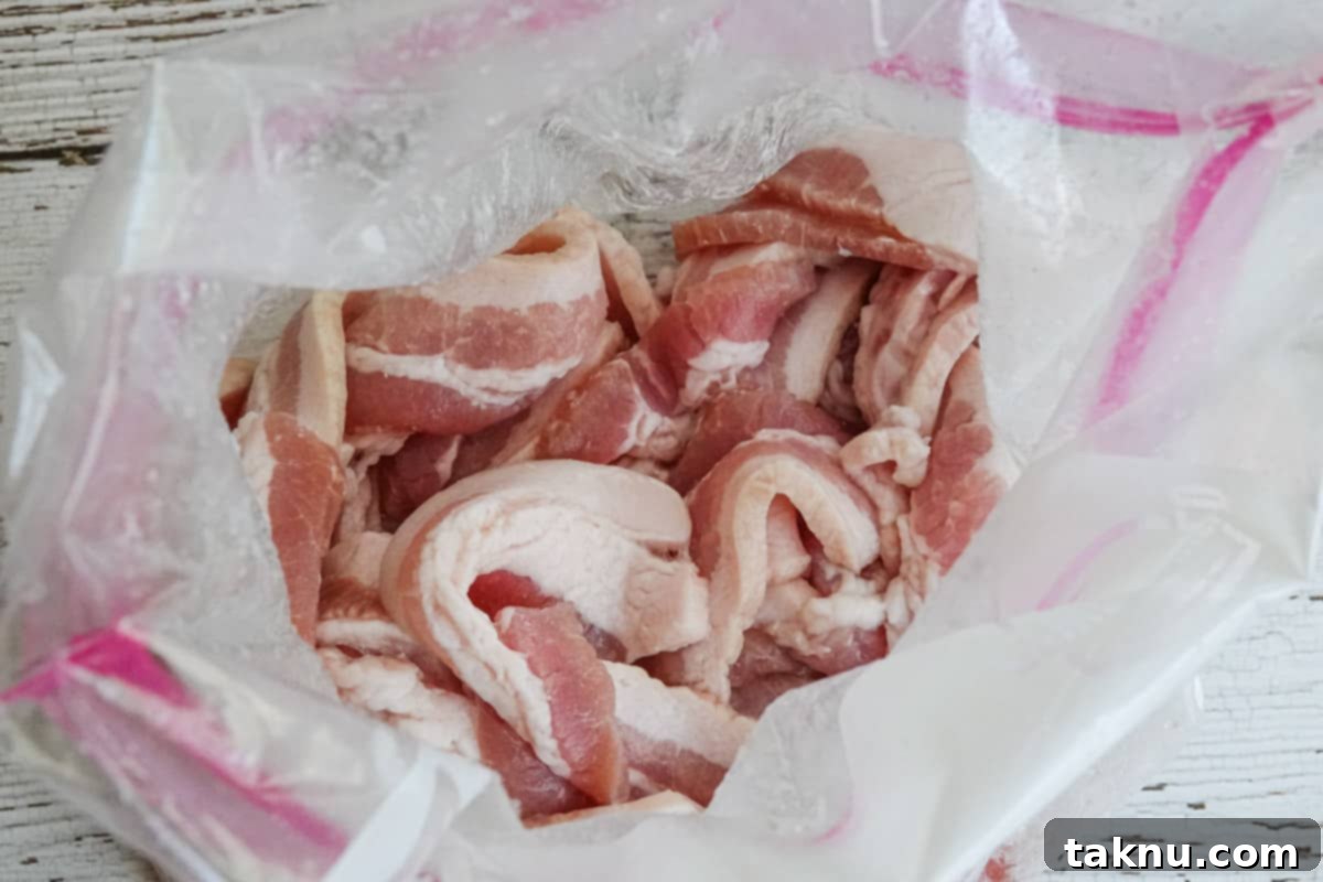 bacon marinating in ziplock bag