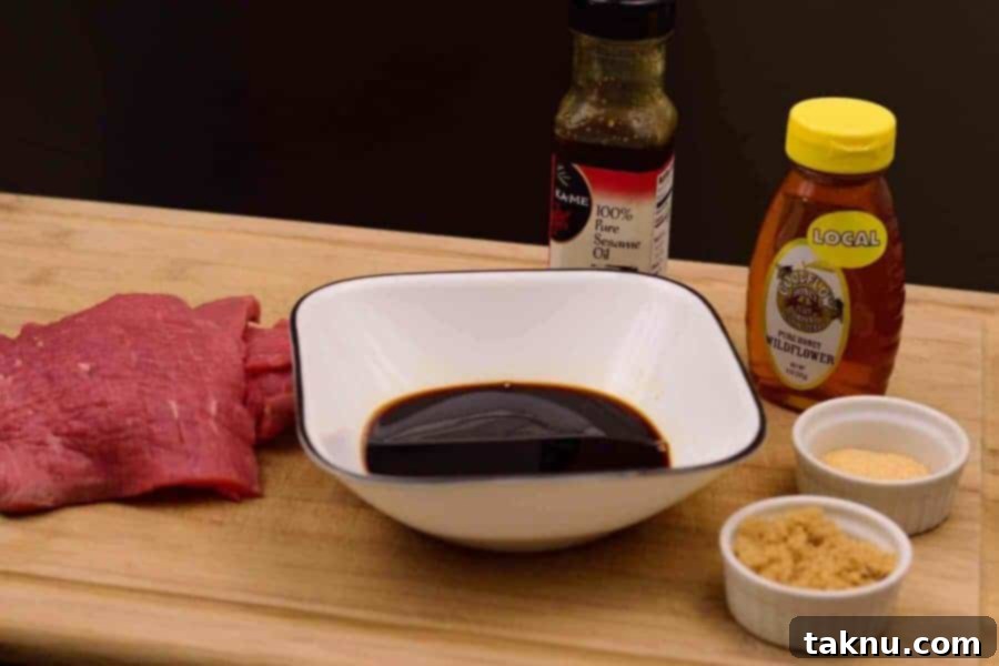Individual ingredients for Teriyaki II marinade laid out before mixing.