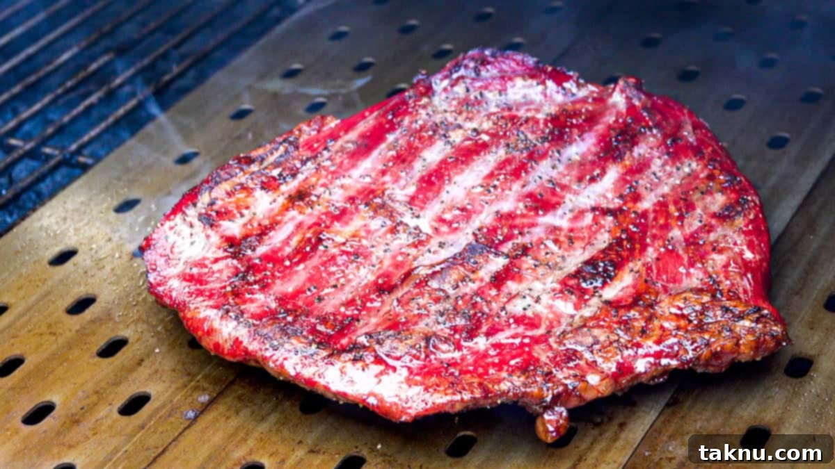Searing flank steak on smoker