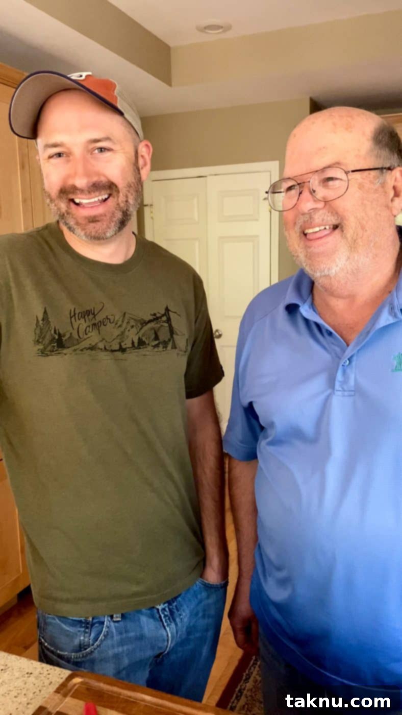 Wagner Style Pork Egg Foo Young 2 Son and father smiling portrait, a personal touch to a family recipe.