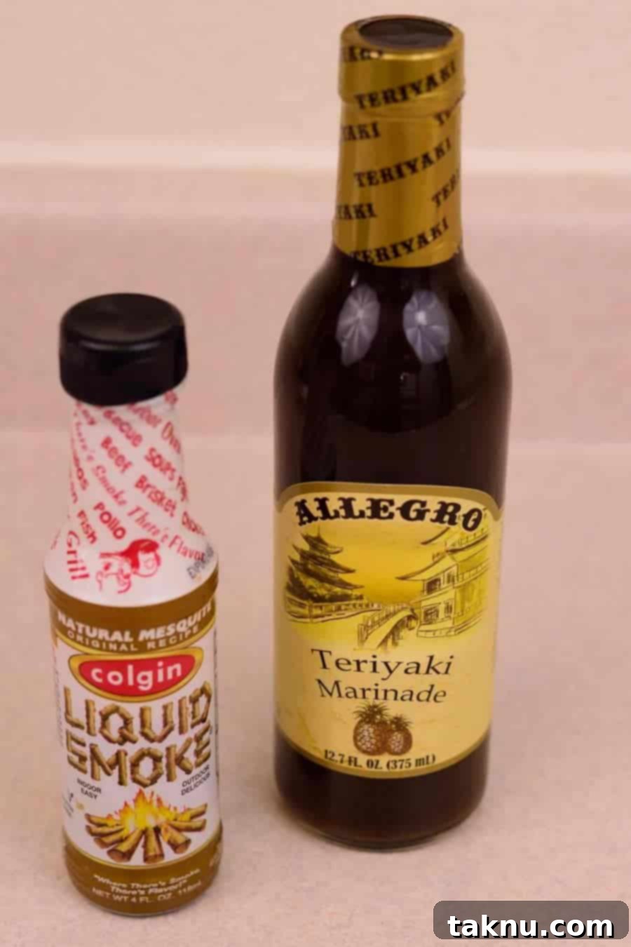Teriyaki Marinade with liquid smoke on counter top