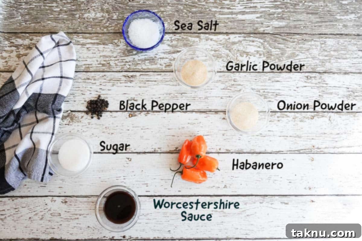 Crafting the Perfect Beef Jerky Marinade 6 Ingredients with labels on white wooden background
