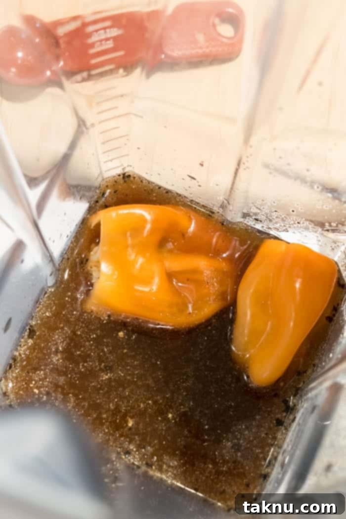 Crafting the Perfect Beef Jerky Marinade 7 Beef Jerky marinade in blender with habanero peppers