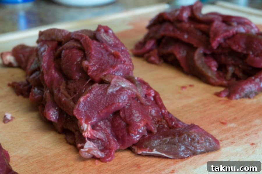 Reaper's Harvest Elk Jerky 3 Perfectly sliced elk meat strips for making spicy jerky
