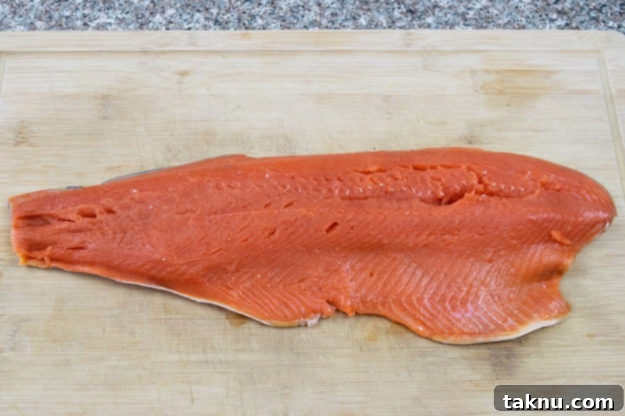 Fresh wild caught sockeye salmon fillet, perfect for making jerky