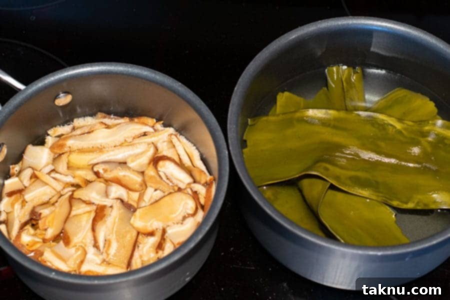 Yuzu broths for beef jerky - Dashi and Mushroom