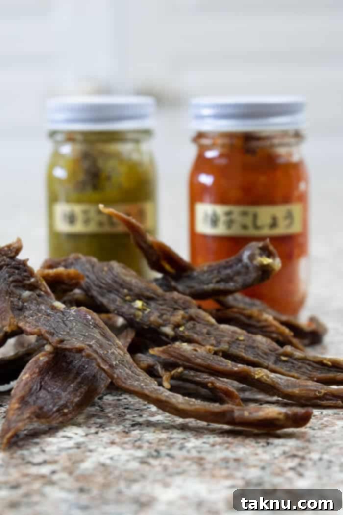Finished Yuzu Beef Jerky, ready to enjoy