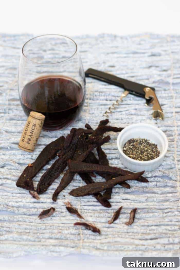 Twisted Venison Jerky 15 Corkscrew deer jerky finished with wine, corkscrew, salt, and pepper
