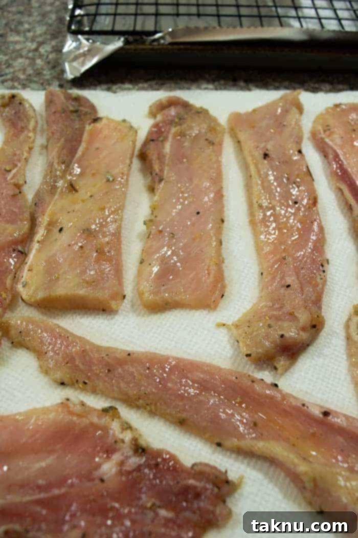 Apple sage jerky on paper towels