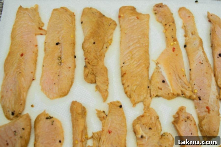 Bourbon jerky on paper towels