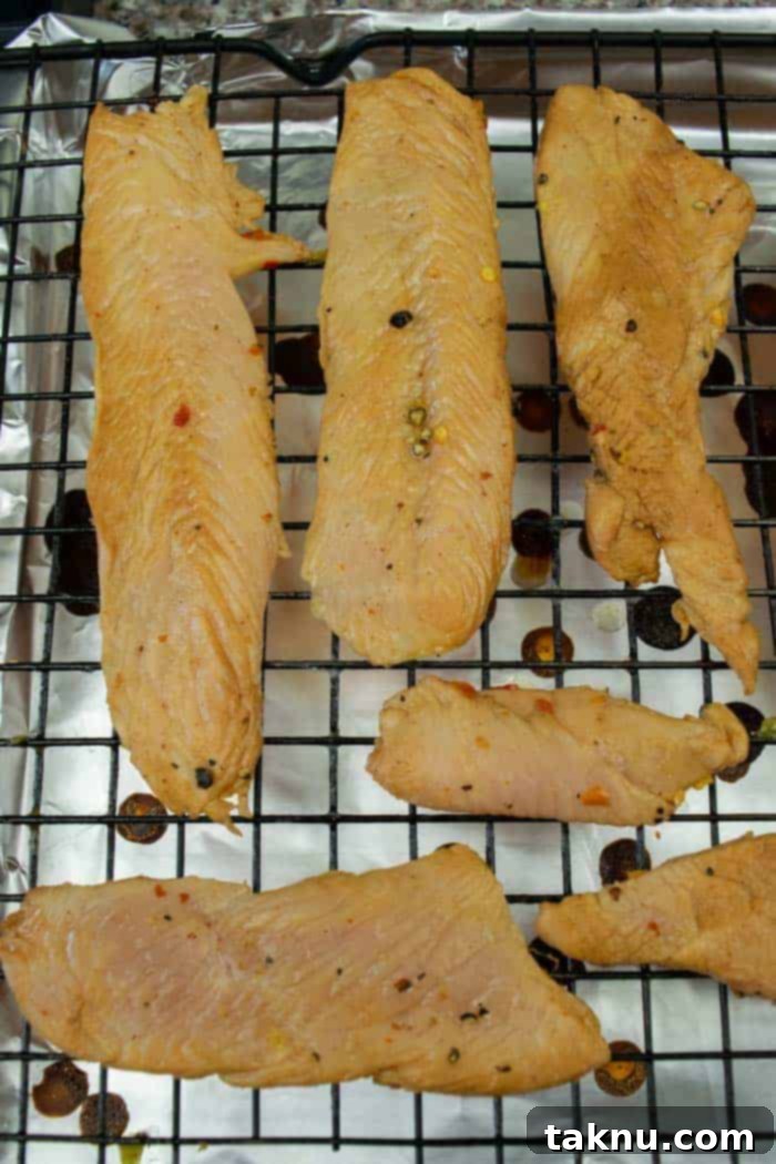 Citrus Bourbon Jerky on oven rack