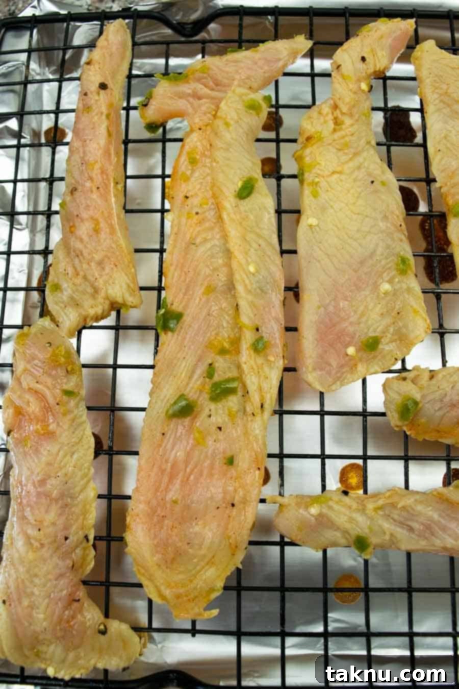 Turkey jerky on oven racks