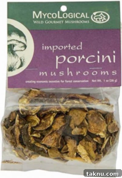Packet of premium dried Porcini mushrooms, ideal for gourmet cooking and making savory jerky