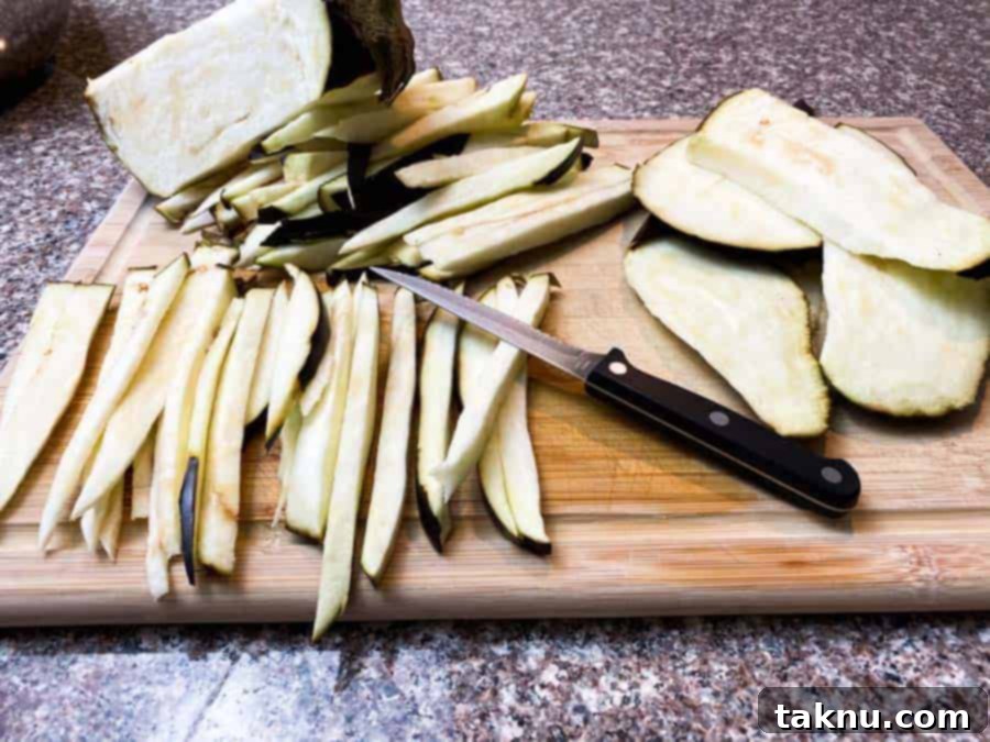 Sliced Eggplant on wooden board