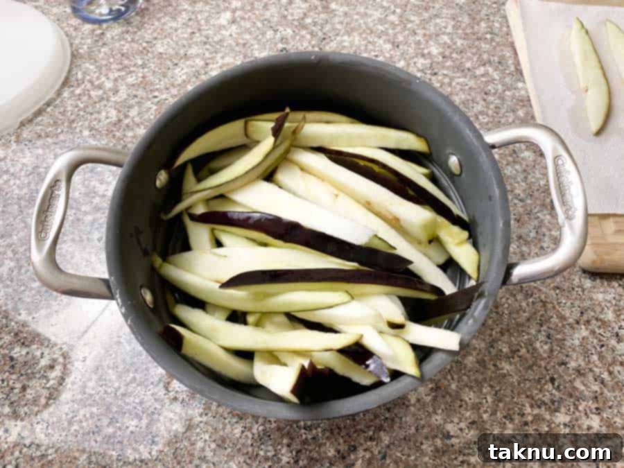 eggplant jerky in colander