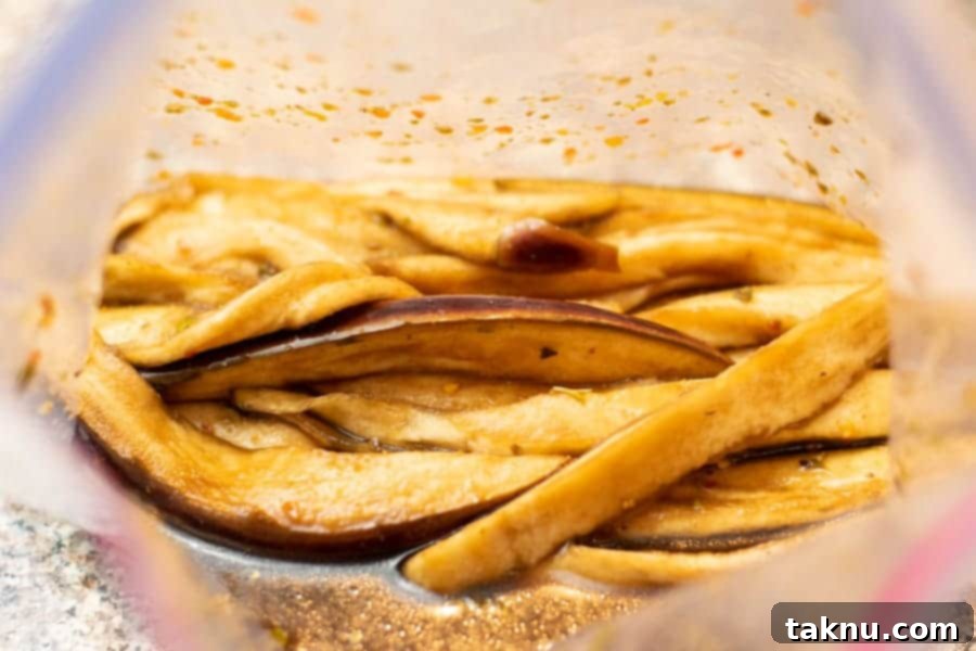 Sun-Kissed Eggplant Bites 7 Eggplant slices in marinade in ziplock bag