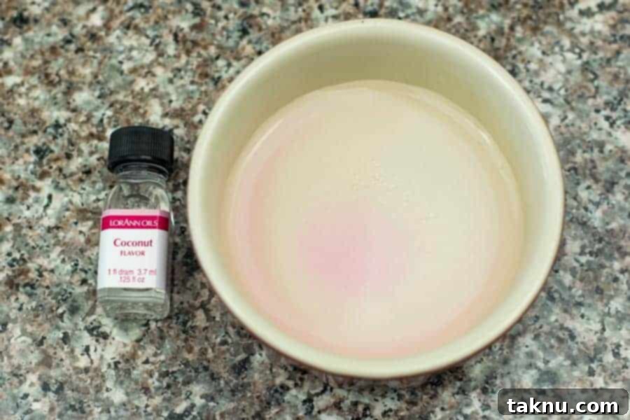 curing salt and coconut flavor in a small white dish