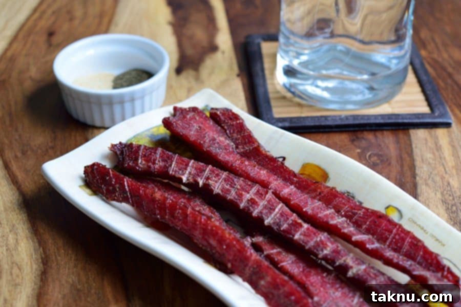 Original Beef Jerky on a plate, ready to eat