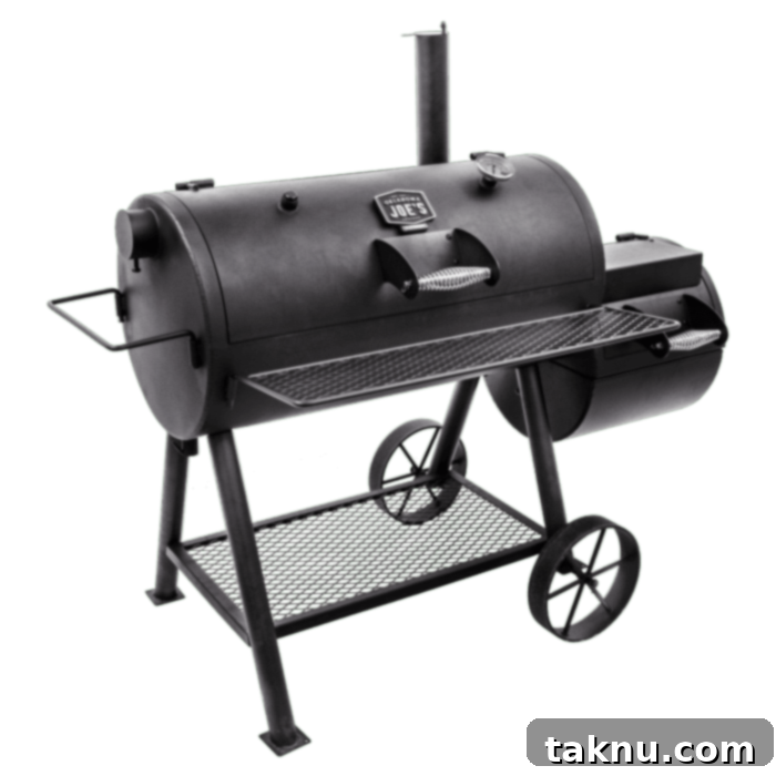 traditional offset smoker on white background, perfect for smoky corn