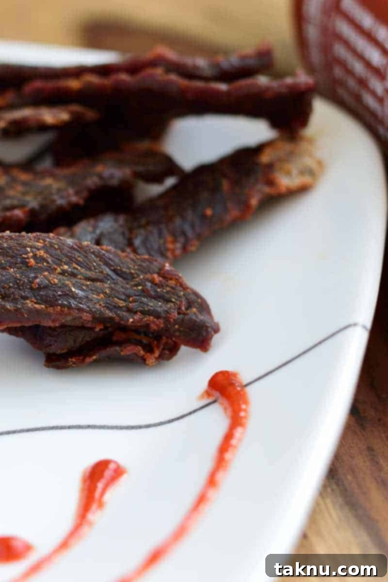 Sweet Heat Sriracha Jerky final product