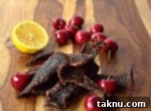 Sweet Cherry Beef Jerky with a vibrant cherry sauce