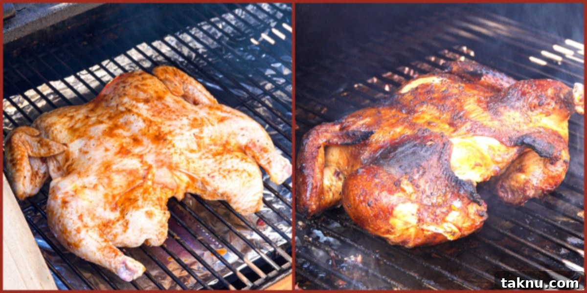 Smoking chickens on smoker