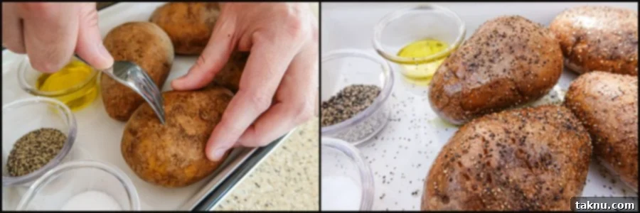 oiling and poling hole in russet potato