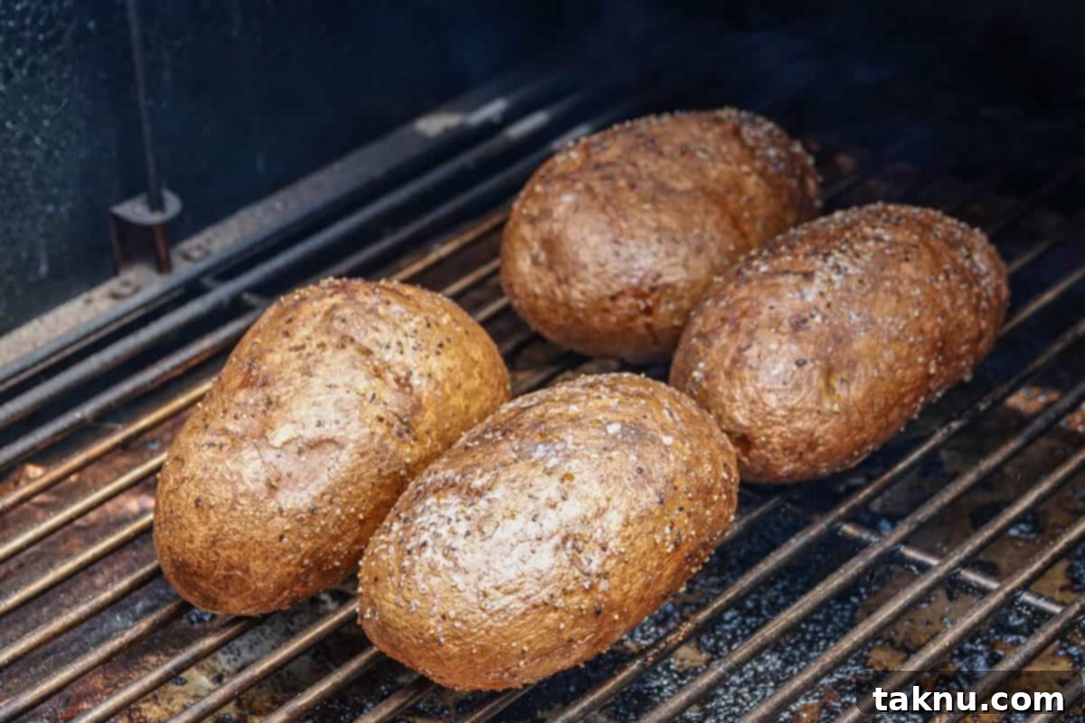 Baked potatoes on smoker