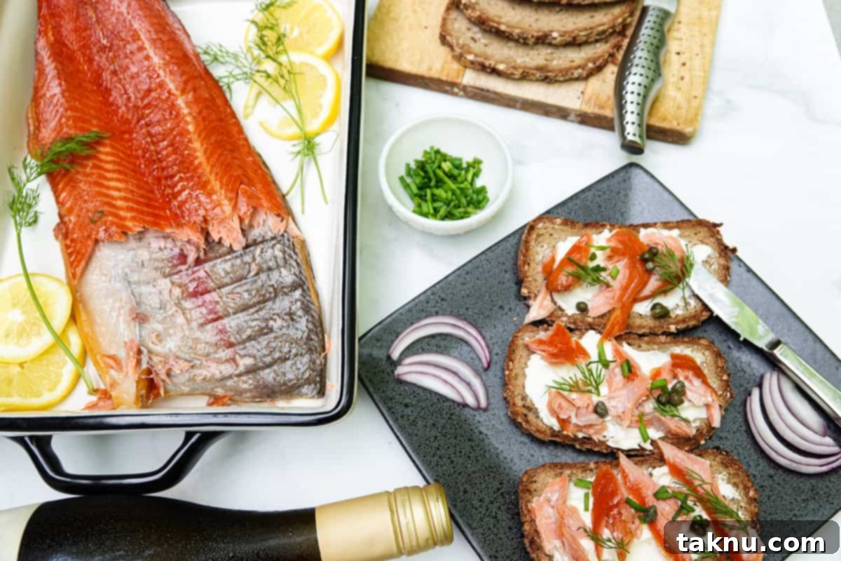 Smoked Trout: Plain & Glazed 8 Smoked trout on toast covered with cream cheese