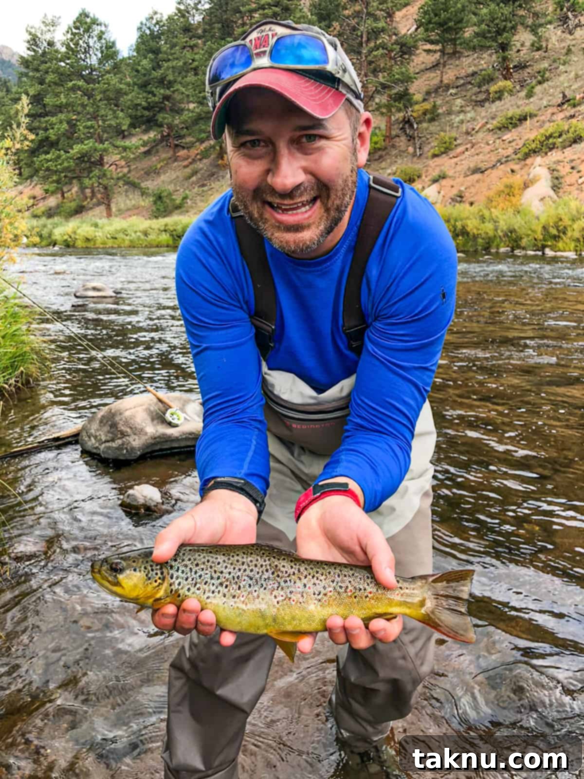 Smoked Trout: Plain & Glazed 3 me standing in colorado river holding trout I caught