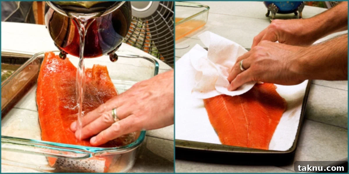 Smoked Trout: Plain & Glazed 5 Washing trout filet with water and drying it with paper towel