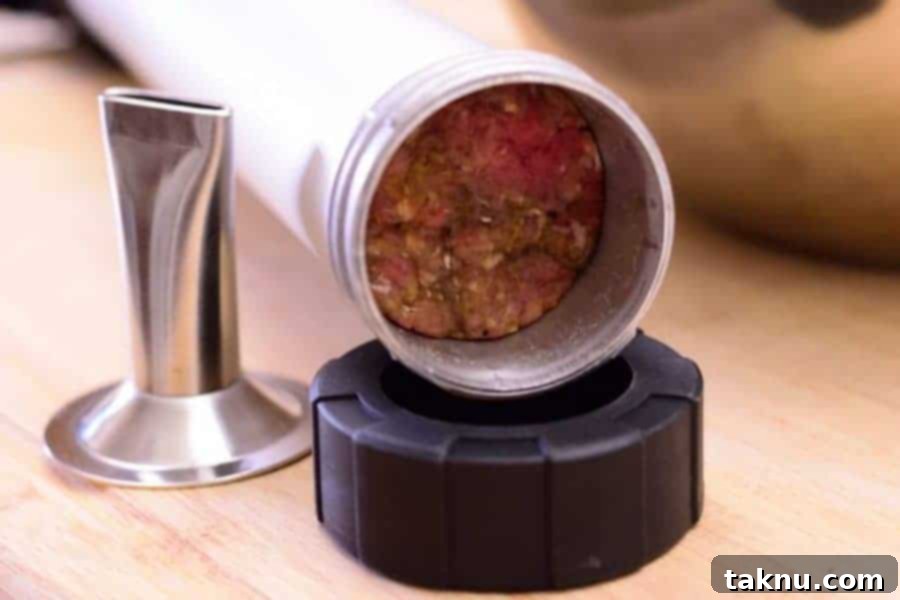 Jerky Gun Being Filled