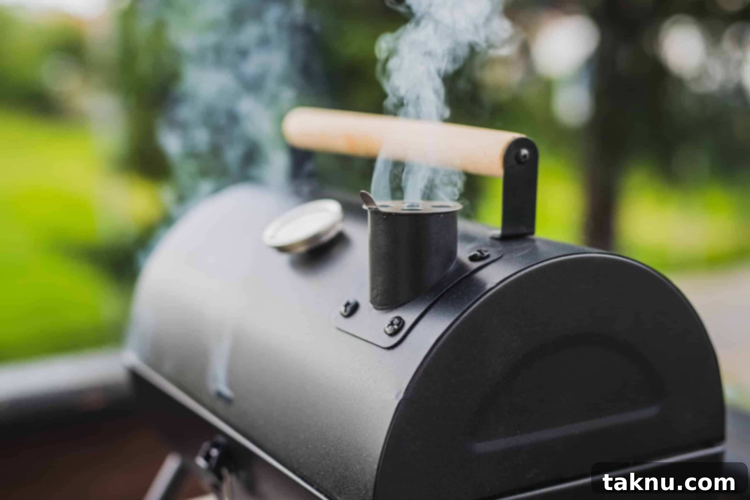 Crafting Smoked Beef Jerky 17 Smoker grill with smoke coming out